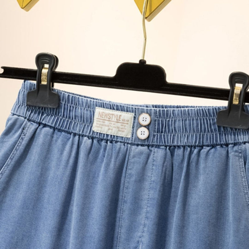 Calça Jeans Em Seda