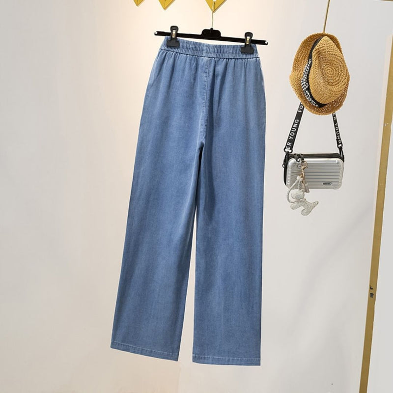 Calça Jeans Em Seda