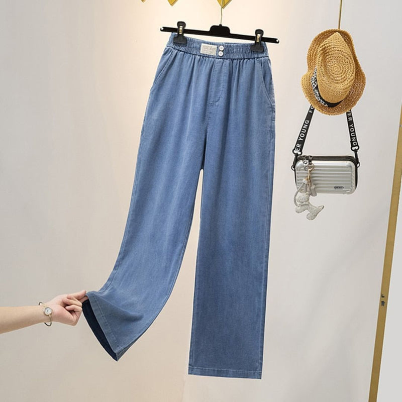 Calça Jeans Em Seda