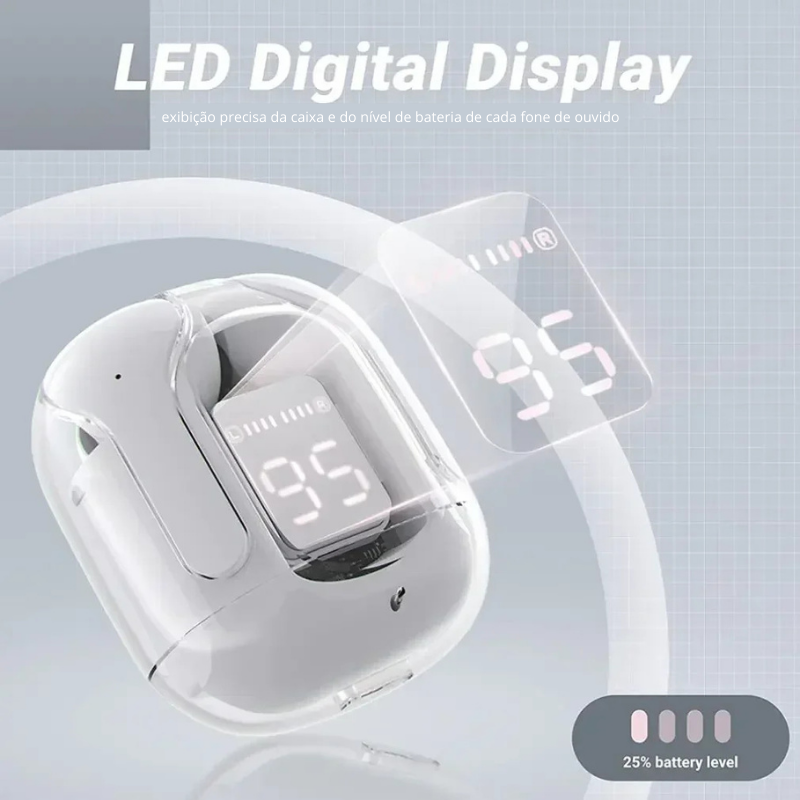 Fone de Ouvido Bluetooth com Display Digital