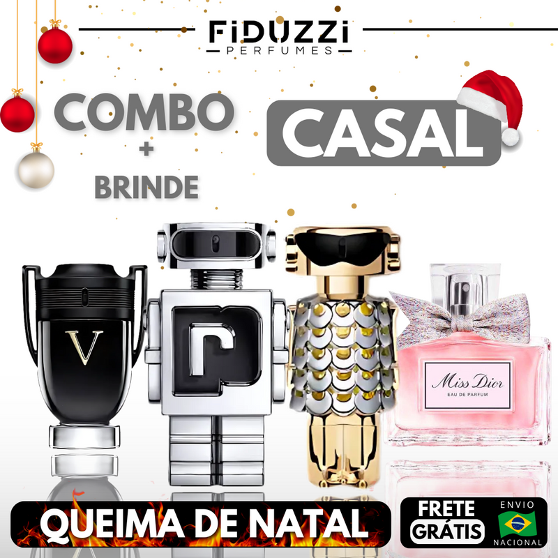 Kit Casal 4 Perfumes - Invictus - Phantom - Fame - Miss Dior | + Brinde  (QUEIMA DE NATAL)